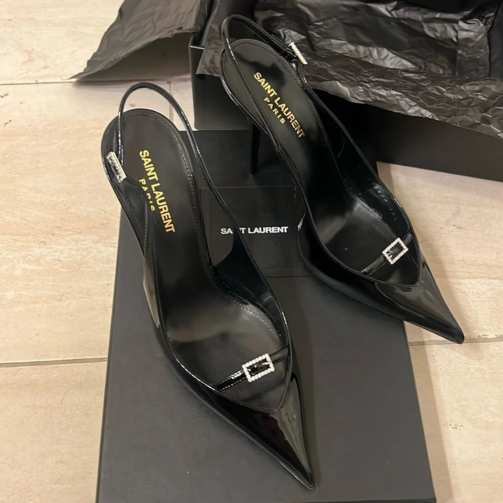 Saint Laurent Levi Pointed Toe Slingback Pump - Picture 2 of 7